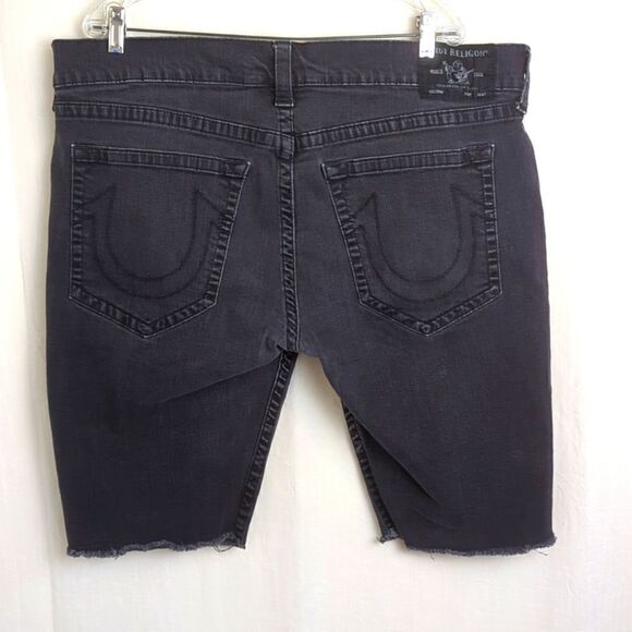 True Religion Black Denim Short Cut- offs Size 42 - Picture 4 of 10